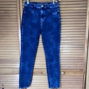 American Eagle Sky High Jeggings Dark Acid Wash High Waisted Skinny Jeans 8
